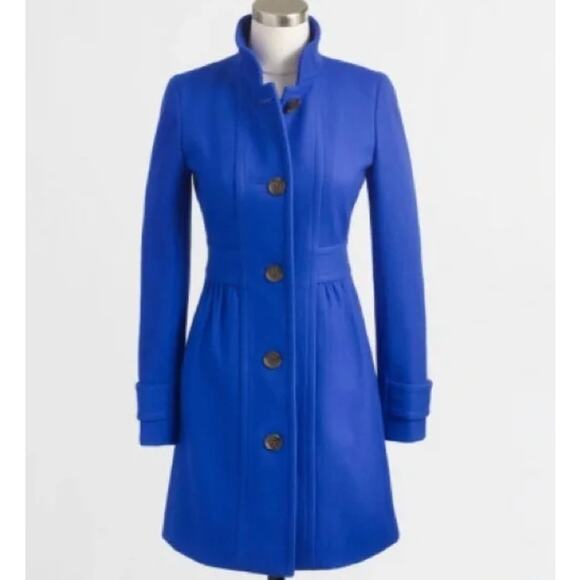 J. Crew Skirted Dress Coat Button Front Long Wool Blend Peacoat Jacket Lady Day - Picture 12 of 12